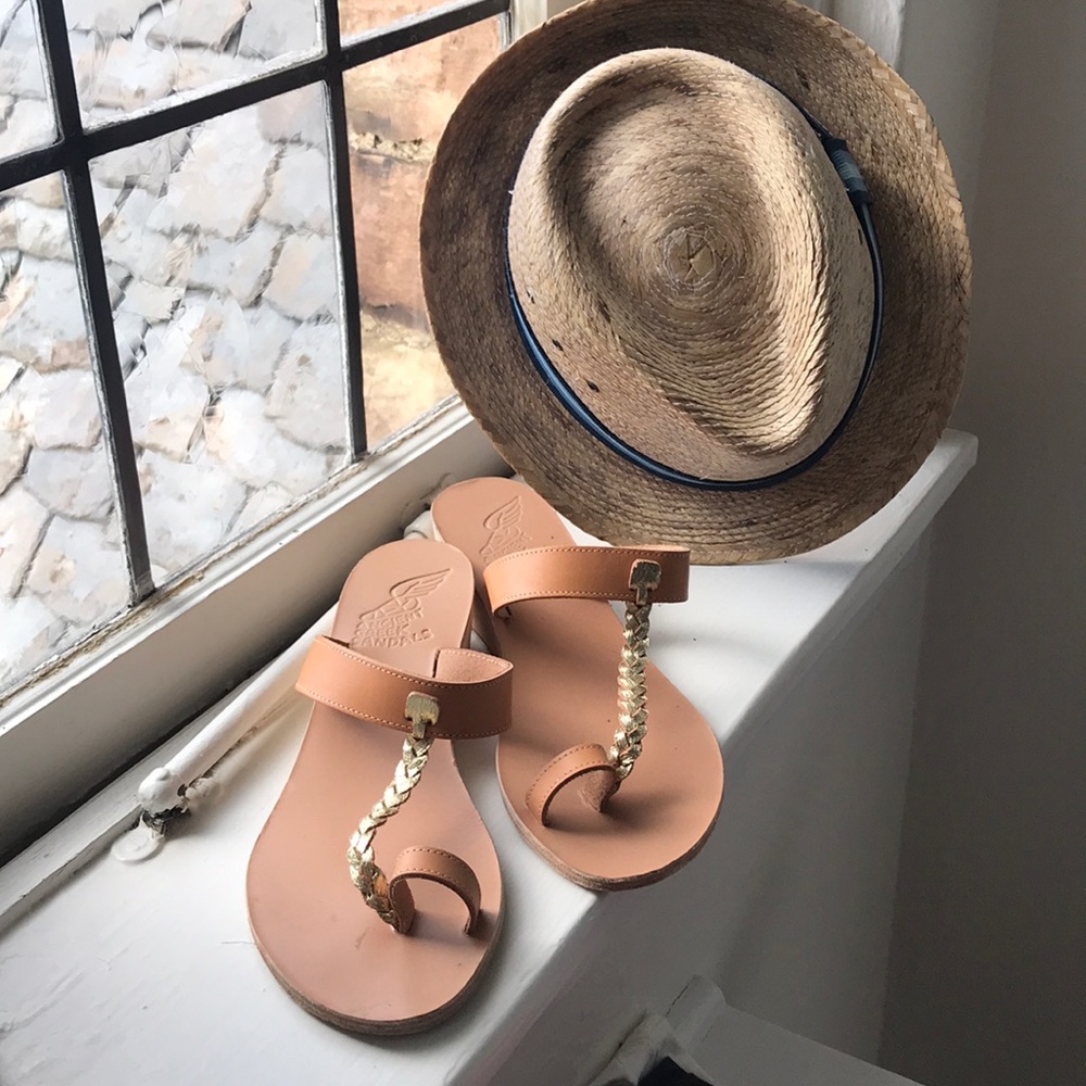 Ancient Greek Sandals wedge toe ring sandal.
